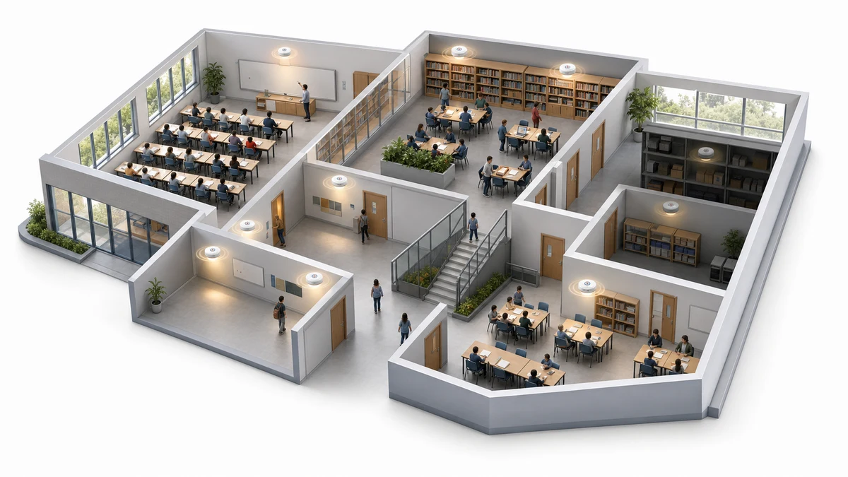 Bright school classrooms and corridors using daylight and anonymous presence sensing for lighting control